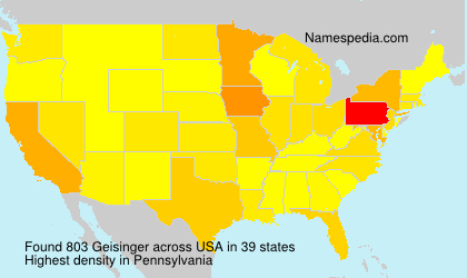 Surname Geisinger in USA Surname Geisinger in USA