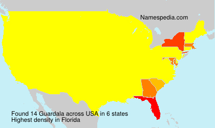 Surname Guardala in USA Surname Guardala in USA
