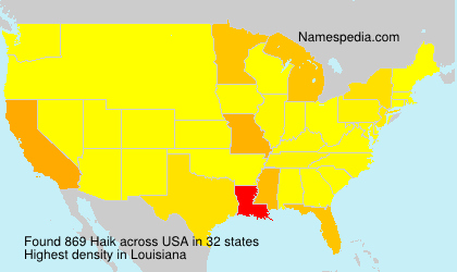 Surname Haik in USA Surname Haik in USA