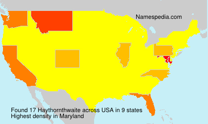 Surname Haythornthwaite in USA Surname Haythornthwaite in USA