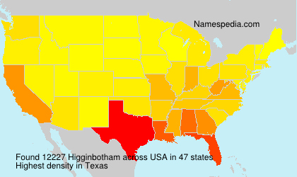 Surname Higginbotham in USA Surname Higginbotham in USA
