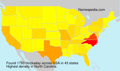 Surname Hockaday in USA Surname Hockaday in USA