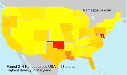 Surname Kahoe in USA Surname Kahoe in USA