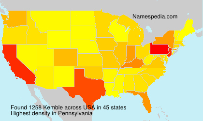 Surname Kemble in USA Surname Kemble in USA