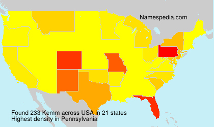 Surname Kemm in USA Surname Kemm in USA
