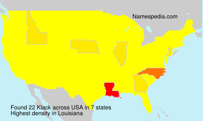 Surname Klack in USA Surname Klack in USA