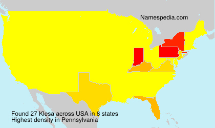 Surname Klesa in USA Surname Klesa in USA
