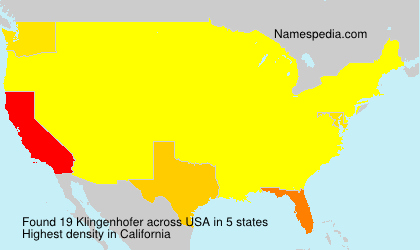 Surname Klingenhofer in USA Surname Klingenhofer in USA