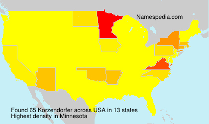 Surname Korzendorfer in USA