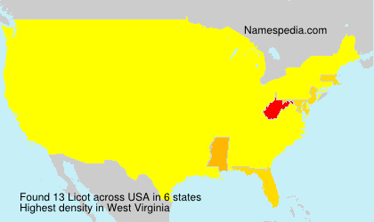 Surname Licot in USA Surname Licot in USA
