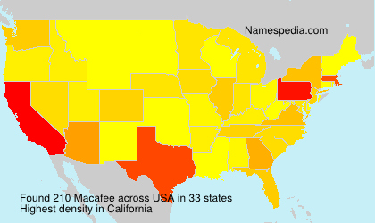 Surname Macafee in USA Surname Macafee in USA