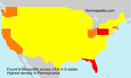 Surname Macauliffe in USA Surname Macauliffe in USA