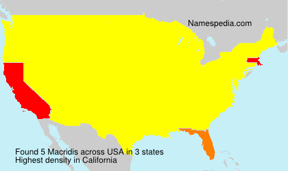 Surname Macridis in USA Surname Macridis in USA