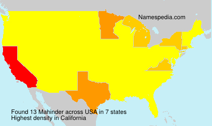 Surname Mahinder in USA