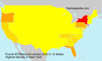Surname Matcovich in USA Surname Matcovich in USA