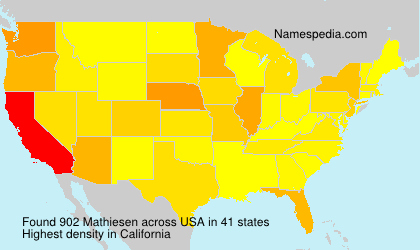 Surname Mathiesen in USA Surname Mathiesen in USA