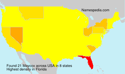 Surname Maycox in USA Surname Maycox in USA