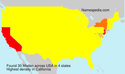 Surname Modan in USA Surname Modan in USA