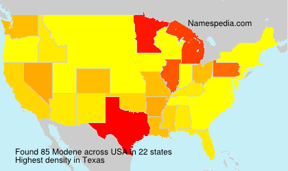 Surname Modene in USA Surname Modene in USA