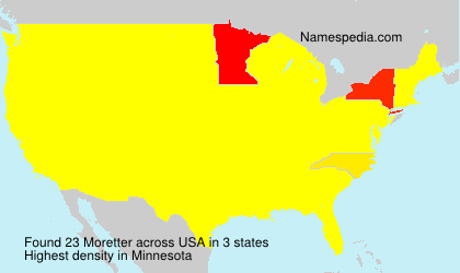 Surname Moretter in USA