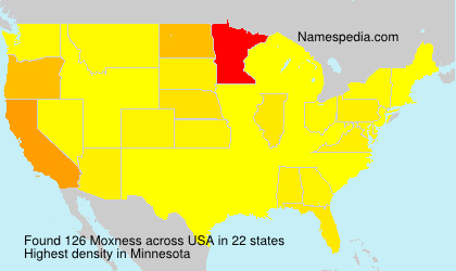 Surname Moxness in USA Surname Moxness in USA