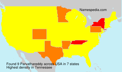 Surname Parvathareddy in USA Surname Parvathareddy in USA