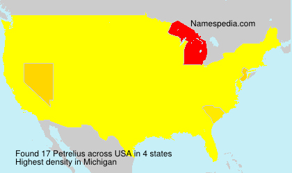 Surname Petrelius in USA