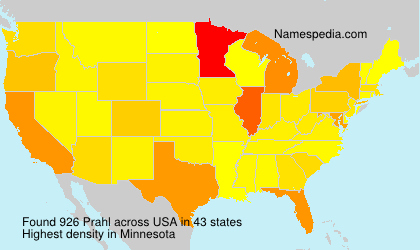 Surname Prahl in USA Surname Prahl in USA