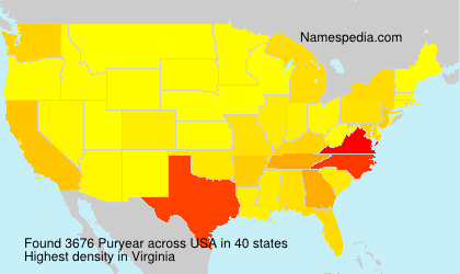 Surname Puryear in USA Surname Puryear in USA