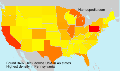 Surname Reck in USA Surname Reck in USA