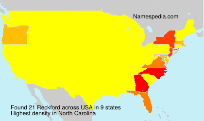 Surname Reckford in USA