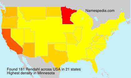 Surname Rendahl in USA Surname Rendahl in USA