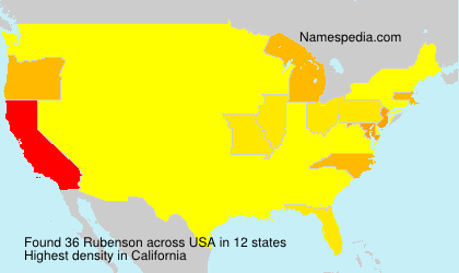 Surname Rubenson in USA Surname Rubenson in USA