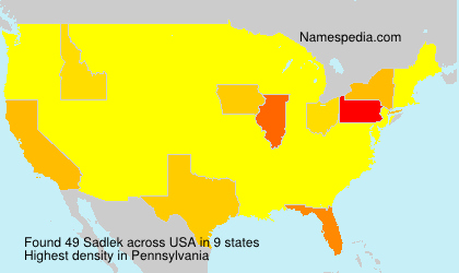 Surname Sadlek in USA Surname Sadlek in USA