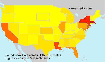 Surname Saia in USA Surname Saia in USA
