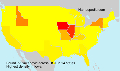 Surname Sakanovic in USA Surname Sakanovic in USA