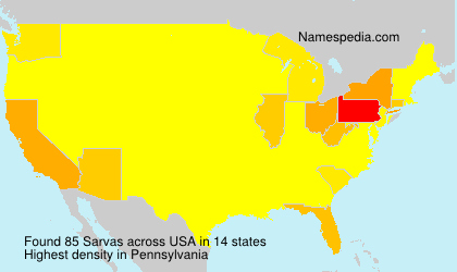 Surname Sarvas in USA Surname Sarvas in USA