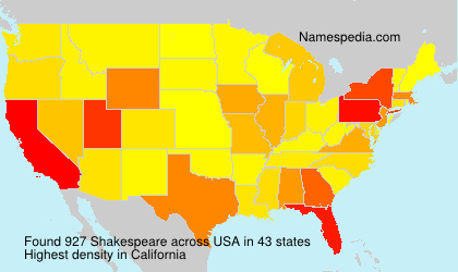 Surname Shakespeare in USA Surname Shakespeare in USA