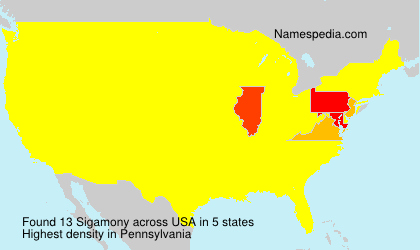 Surname Sigamony in USA Surname Sigamony in USA