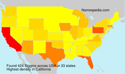 Surname Siggins in USA Surname Siggins in USA