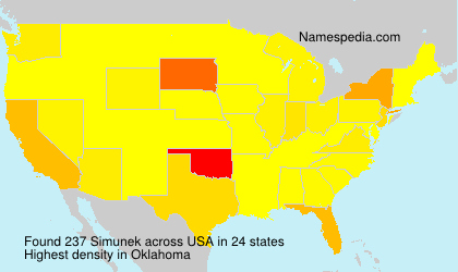 Surname Simunek in USA Surname Simunek in USA