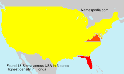Surname Sixma in USA