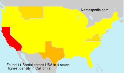 Surname Sordal in USA Surname Sordal in USA
