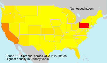 Surname Sprenkel in USA Surname Sprenkel in USA