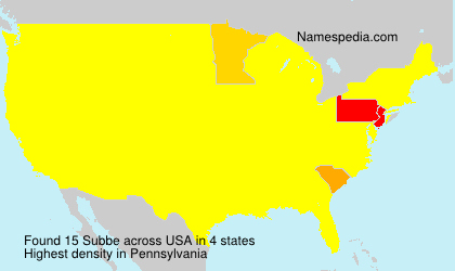 Surname Subbe in USA Surname Subbe in USA
