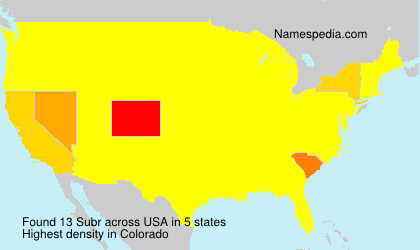 Surname Subr in USA Surname Subr in USA