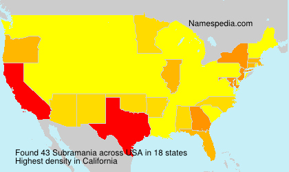 Surname Subramania in USA Surname Subramania in USA