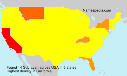 Surname Subrayan in USA Surname Subrayan in USA