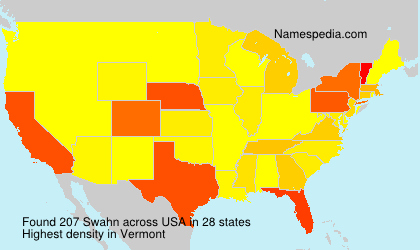 Surname Swahn in USA Surname Swahn in USA