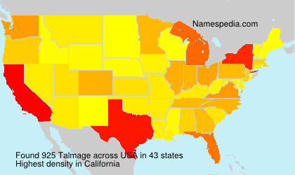 Surname Talmage in USA Surname Talmage in USA